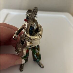 Murano Colorful Guitar Player Figurine Silver/blown glass